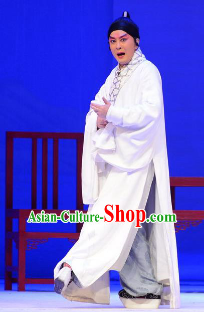 Su Qin Chinese Peking Opera Xiaosheng Political Strategists Garment Costumes and Headwear Beijing Opera Young Male Apparels Scholar White Clothing