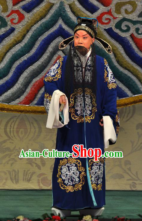 Su Xiaomei Chinese Peking Opera Elderly Male Garment Costumes and Headwear Beijing Opera Apparels Poet Su Dongpo Clothing