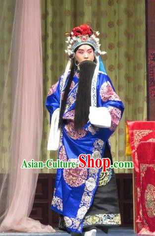 Qin Xianglian Chinese Ping Opera Old Male Chen Shimei Garment Costumes and Headwear Pingju Opera Minister Apparels Official Clothing