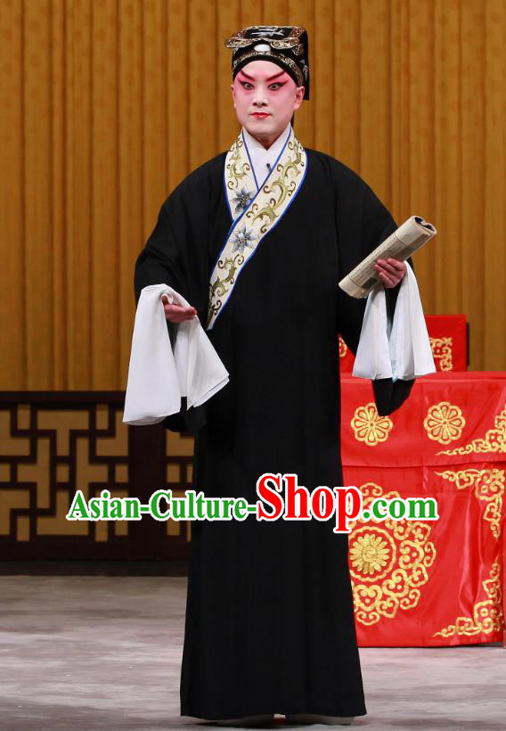 Shi Wen Hui Chinese Peking Opera Gifted Youth Garment Costumes and Headwear Beijing Opera Young Male Apparels Scholar Gu Ziyu Clothing