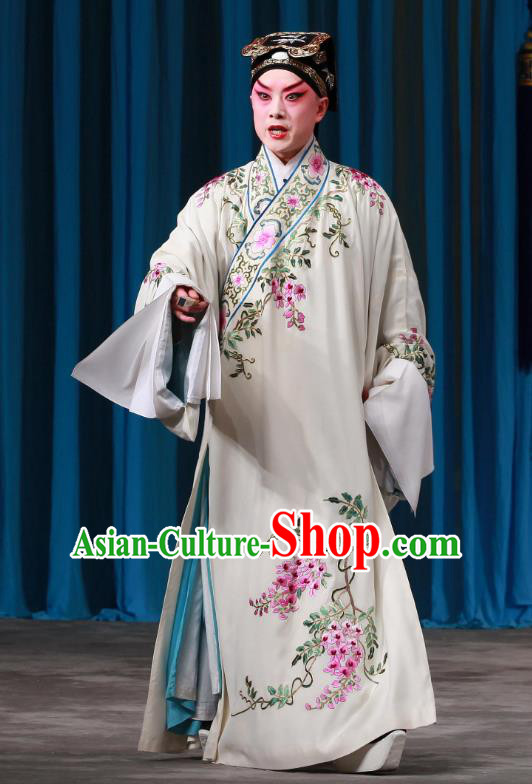 Shi Wen Hui Chinese Peking Opera Scholar Gu Ziyu Garment Costumes and Headwear Beijing Opera Young Male Apparels Gifted Youth Clothing