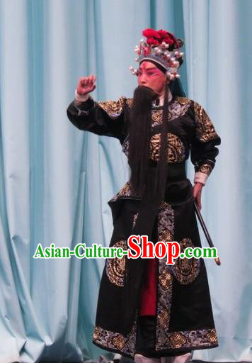 Qin Xianglian Chinese Ping Opera Martial Male Garment Costumes and Headwear Pingju Opera Wusheng Apparels Swordsman Clothing