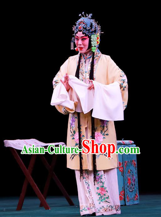 Chinese Beijing Opera Rich Lady Apparels Shi Wen Hui Costumes and Headpieces Traditional Peking Opera Hua Tan Dress Young Beauty Shen Wan E Garment