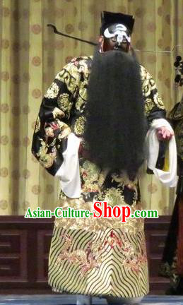 Qin Xianglian Chinese Ping Opera Minister Bao Zheng Garment Costumes and Headwear Pingju Opera Laosheng Apparels Elderly Male Clothing