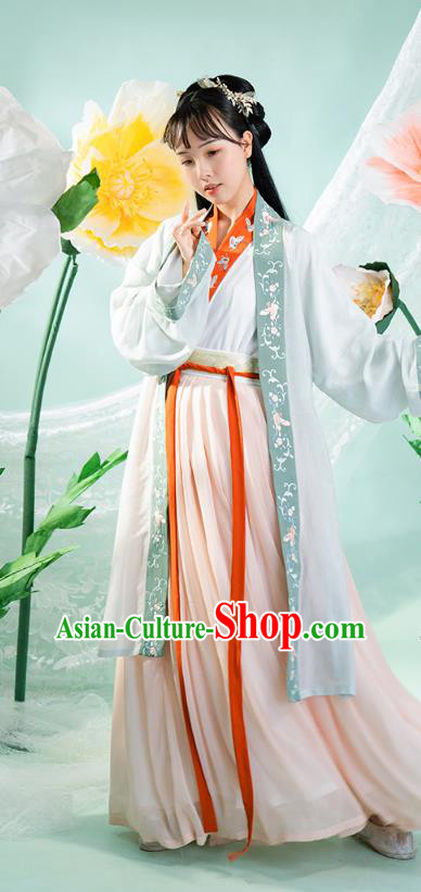 Chinese Ancient Country Female Hanfu Dress Garment Apparels Traditional Song Dynasty Village Girl Historical Costumes Complete Set