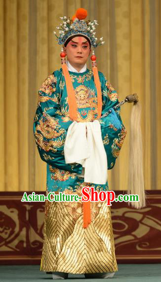 Xiao Yao Jin Chinese Peking Opera Court Eunuch Garment Costumes and Headwear Beijing Opera Palace Servant Apparels Clothing