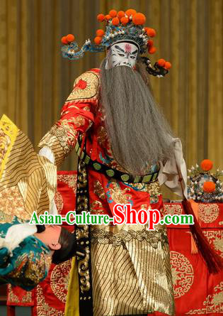 Xiao Yao Jin Chinese Peking Opera Prime Minister Garment Costumes and Headwear Beijing Opera Elderly Male Apparels Chancellor Cao Cao Clothing