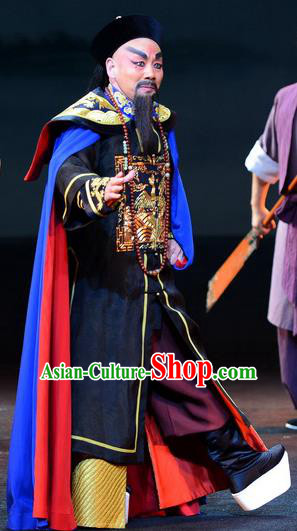 Imperial Envoy Chinese Peking Opera Qing Dynasty Official Lin Zexu Garment Costumes and Headwear Beijing Opera Elderly Male Apparels Clothing