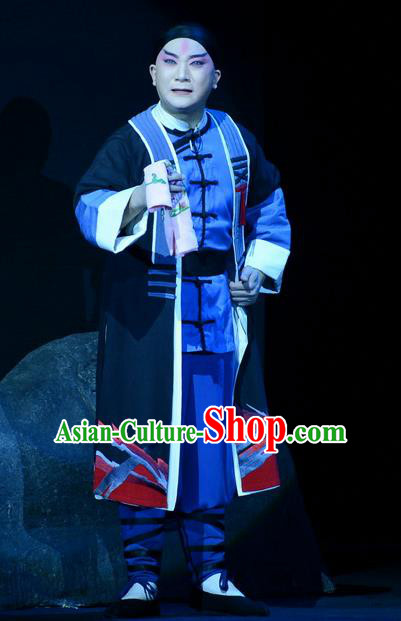 Jing Hai Hun Chinese Peking Opera Righteous Man Garment Costumes and Headwear Beijing Opera Hero Shen Zhiliang Apparels Clothing