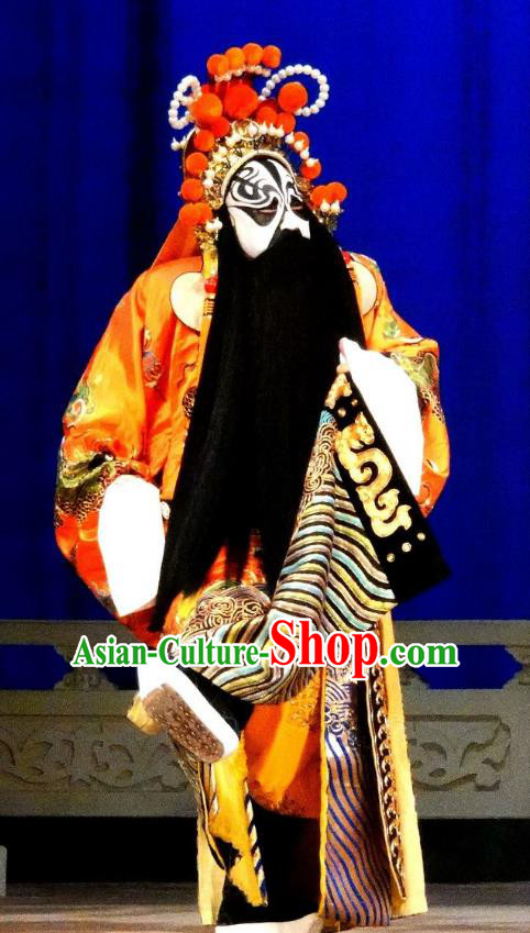 Xiang Yu Chinese Peking Opera Monarch Garment Costumes and Headwear Beijing Opera Laosheng Apparels Chu King Clothing