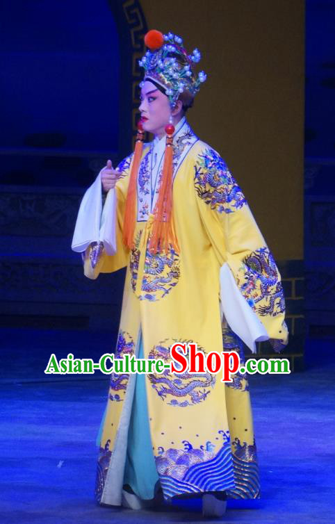 Seven Heros Five Gallants Chinese Peking Opera Emperor Garment Costumes and Headwear Beijing Opera Xiaosheng Apparels Young Male Clothing
