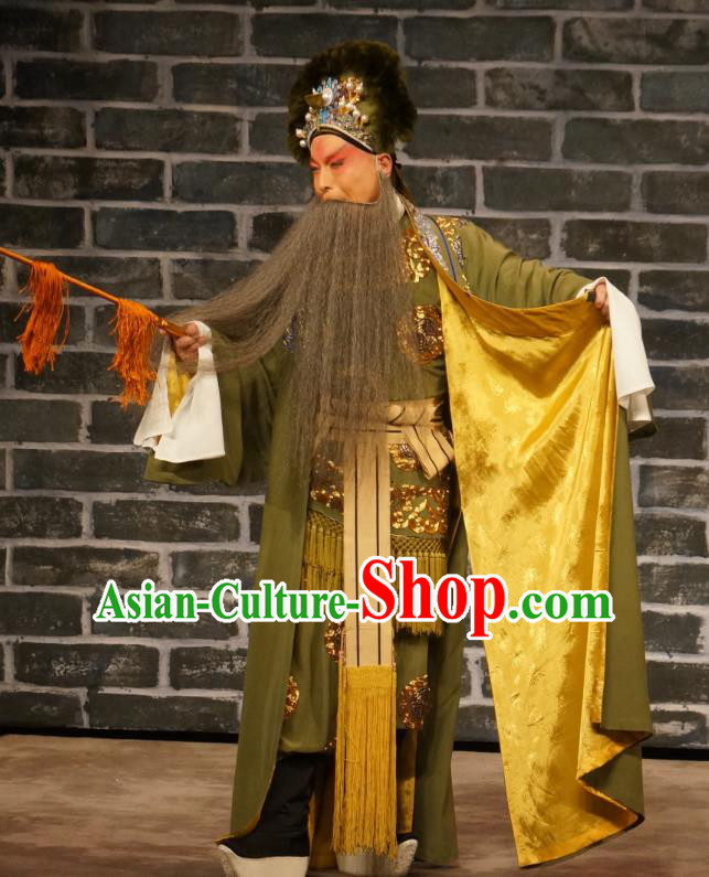 Seven Heros Five Gallants Chinese Peking Opera Elderly Male Garment Costumes and Headwear Beijing Opera Laosheng Apparels Landlord Clothing