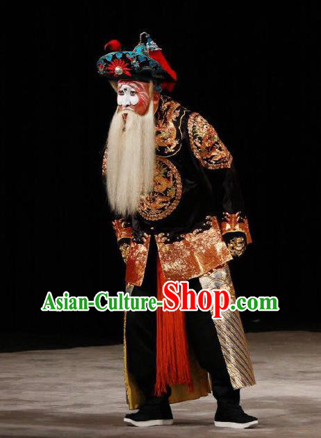 Xing Han Tu Chinese Peking Opera Old Soldier Garment Costumes and Headwear Beijing Opera Laosheng Apparels Bodyguard Clothing