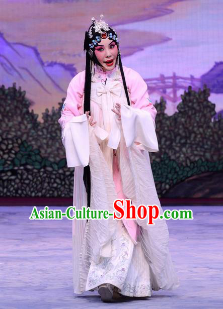 Chinese Beijing Opera Distress Female Apparels Liu Lanzhi Costumes and Headpieces Traditional Peking Opera Young Woman Dress Diva Garment