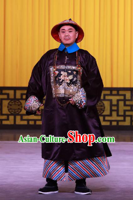 Hong Mu Ma Chou Chinese Peking Opera Minister Garment Costumes and Headwear Beijing Opera Official Apparels Clothing