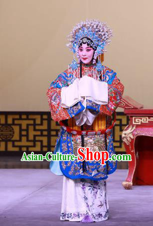 Chinese Beijing Opera Hua Tan Apparels Hong Mu Ma Chou Costumes and Headpieces Traditional Peking Opera Actress Dress Rani Garment