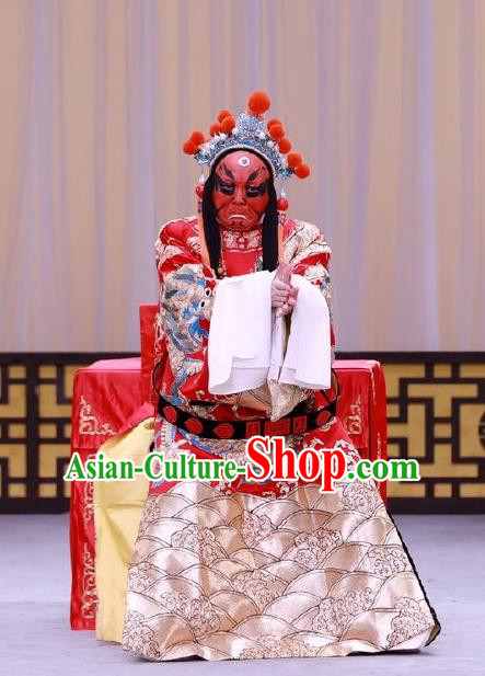 Hai Zhou Guo Guan Chinese Peking Opera Court Eunuch Liu Jin Garment Costumes and Headwear Beijing Opera Minister Apparels Clothing