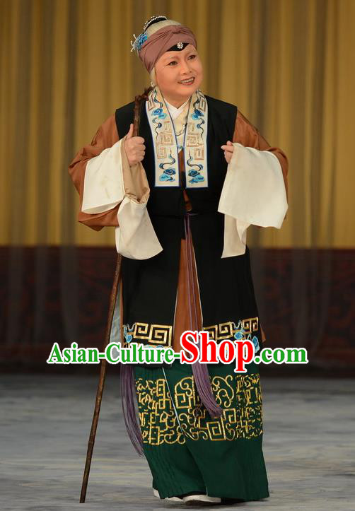 Chinese Beijing Opera Elderly Woman Apparels Refuse to Attend A Feast Costumes and Headpieces Traditional Peking Opera Pantaloon Female Dress Dame Garment