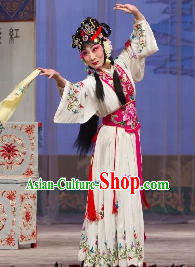 Chinese Beijing Opera Diva Apparels Xun Guanniang Costumes and Headpieces Traditional Peking Opera Hua Tan Dress Young Lady Garment