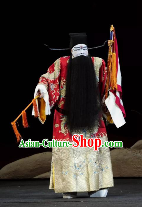 Return to the Han Dynasty Chinese Peking Opera Official Garment Costumes and Headwear Beijing Opera Jing Role Apparels Chancellor Cao Cao Clothing