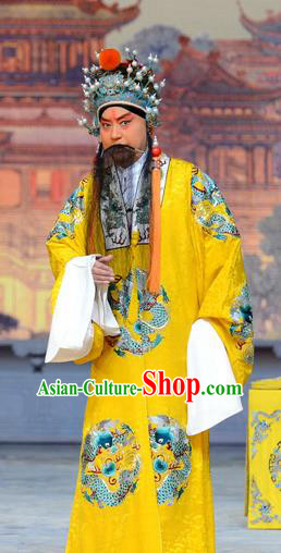 Empress With Great Feet Chinese Peking Opera Emperor Zhu Yuanzhang Garment Costumes and Headwear Beijing Opera Elderly Male Apparels Clothing