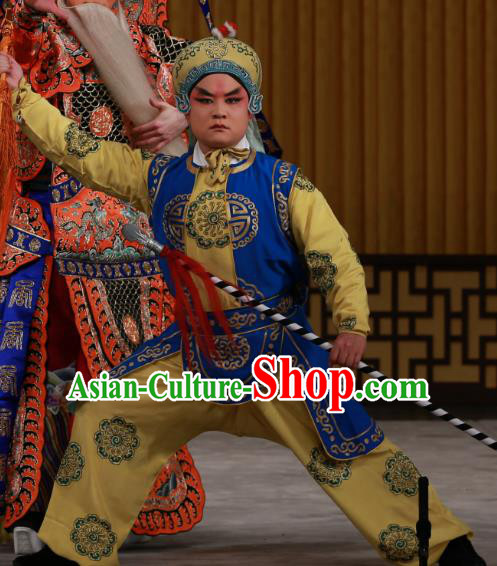 Dingjun Mount Chinese Peking Opera Wusheng Garment Costumes and Headwear Beijing Opera Takefu Apparels Soldier Clothing