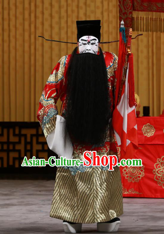 Zhan Wan Cheng Chinese Peking Opera Laosheng Cao Cao Garment Costumes and Headwear Beijing Opera Chancellor Apparels Elderly Male Clothing