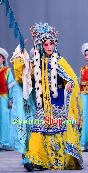 Chinese Beijing Opera Hua Tan Cai Wenji Apparels Return to the Han Dynasty Costumes and Headpieces Traditional Peking Opera Diva Dress Imperial Concubine Garment