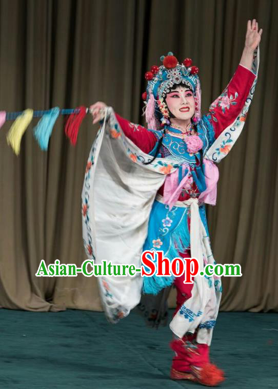 Chinese Beijing Opera Young Lady Apparels Xiao Fang Niu Costumes and Headpieces Traditional Peking Opera Country Woman Dress Garment