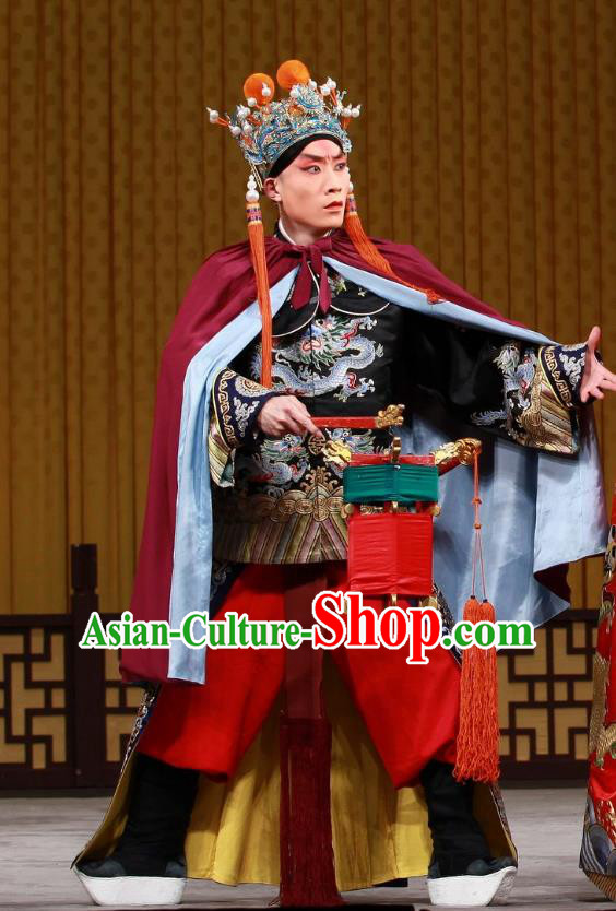 Ming Mo Yi Hen Chinese Peking Opera Imperial Bodyguard Garment Costumes and Headwear Beijing Opera Wusheng Apparels Martial Male Clothing