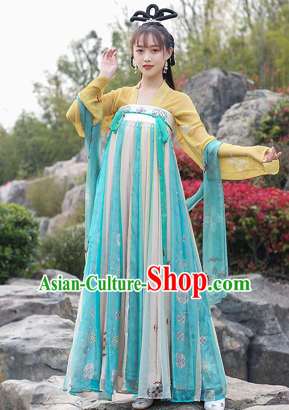 Chinese Traditional Tang Dynasty Noble Female Hanfu Dress Ancient Apparels Patrician Lady Historical Costumes for Women