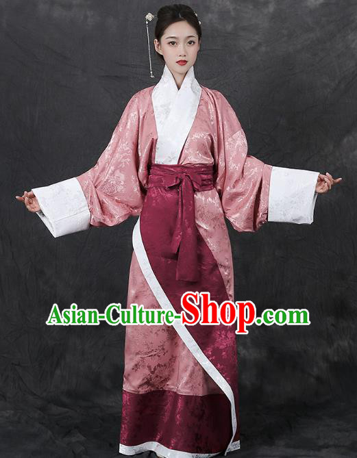 Chinese Traditional Han Dynasty Palace Lady Hanfu Dress Ancient Curving Front Garment Court Woman Historical Costumes