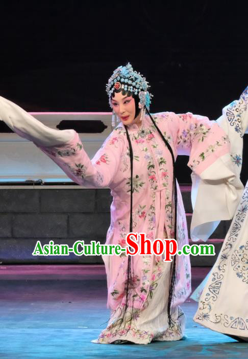 Chinese Beijing Opera Hua Tan Apparels Chun Gui Meng Costumes and Headpieces Traditional Peking Opera Actress Pink Dress Young Mistress Garment