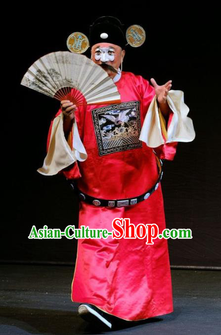 Shen Tou Ci Tang Chinese Peking Opera Chou Role Garment Costumes and Headwear Beijing Opera Official Apparels Magistrate Tang Qin Clothing