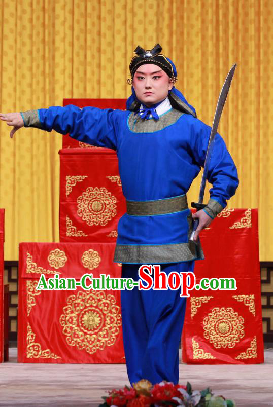 Mu Ke Zhai Chinese Peking Opera Wusheng Garment Costumes and Headwear Beijing Opera Takefu Apparels Soldier Clothing