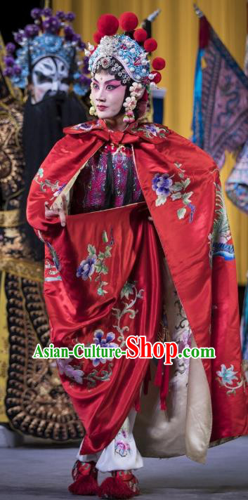 Chinese Beijing Opera Female General Apparels Yang Paifeng Costumes and Headpieces Traditional Peking Opera Martial Lady Dress Woman Soldier Armor Garment