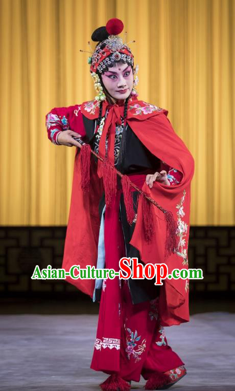 Chinese Beijing Opera Young Lady Apparels Yang Paifeng Costumes and Headpieces Traditional Peking Opera Martial Female Dress Garment