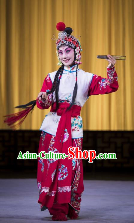 Chinese Beijing Opera Miadservant Apparels Yang Paifeng Costumes and Headpieces Traditional Peking Opera Martial Female Dress Swordswoman Garment