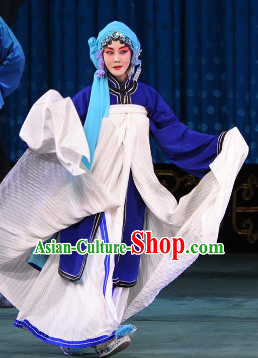 Chinese Beijing Opera Dan Role Apparels Sang Yuan Ji Zi Costumes and Headpieces Traditional Peking Opera Tsing Yi Dress Distress Maiden Garment
