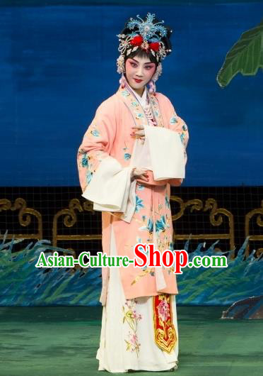 Chinese Beijing Opera Young Female Apparels Hua Tan Huo Xiaoyu Costumes and Headpieces Traditional Peking Opera Actress Dress Garment