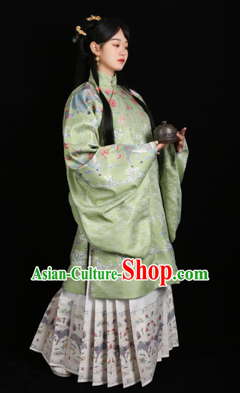 Chinese Traditional Ming Dynasty Patrician Female Historical Costumes Ancient Noble Lady Hanfu Dress Blouse and Skirt Complete Set