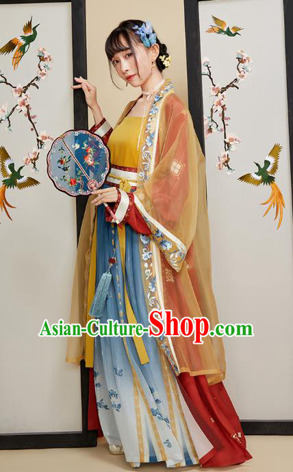 Chinese Ancient Young Lady Hanfu Dress Traditional Song Dynasty Nobility Female Historical Costumes Embroidered Garment for Women