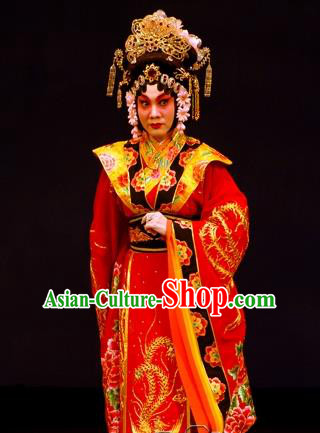 Chinese Beijing Opera Queen Wu Zetian Apparels Costumes and Headpieces Traditional Peking Opera Empress Dress Actress Wu Meiniang Garment