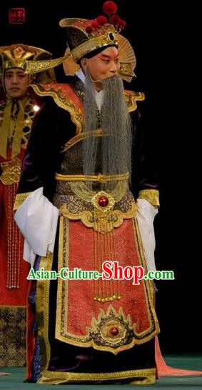 Love of Guan Yin Chinese Peking Opera Old King Garment Costumes and Headwear Beijing Opera Elderly Male Apparels Laosheng Clothing