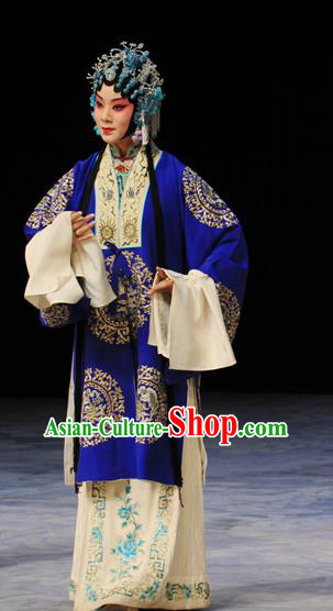 Chinese Beijing Opera Imperial Concubine Pan Apparels Qing Guan Ce Costumes and Headdress Traditional Peking Opera Hua Tan Dress Court Woman Garment