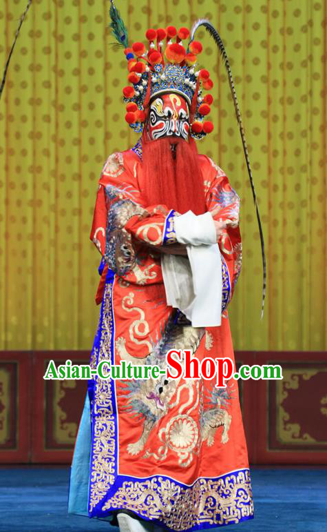 Bai Liang Guan Chinese Peking Opera Lord Garment Costumes and Headwear Beijing Opera Elderly Male Apparels General Yuchi Gong Clothing