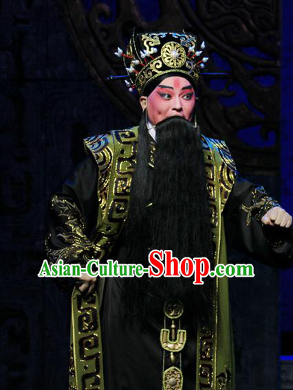 King Zhao Wuling Chinese Peking Opera Laosheng Garment Costumes and Headwear Beijing Opera Elderly Male Apparels Minister Clothing