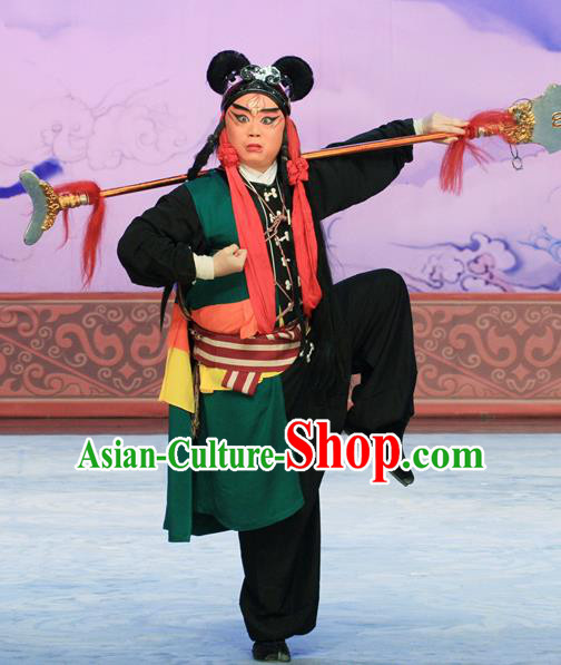 Ju Da Gang Chinese Peking Opera Wusheng Garment Costumes and Headwear Beijing Opera Martial Male Apparels Swordsman Clothing