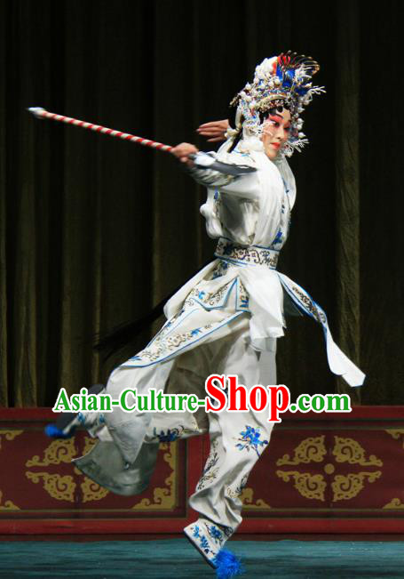 Chinese Beijing Opera Martial Female Apparels Ju Da Gang Costumes and Headdress Traditional Peking Opera Swordsplay Woman Dress Garment