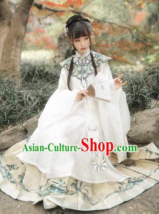 Chinese Traditional Ming Dynasty Nobility Lady Historical Costumes Ancient Patrician Female Embroidered Hanfu Dress Garment for Women